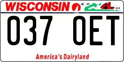 WI license plate 037OET