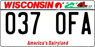WI license plate 037OFA