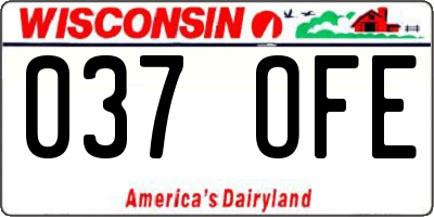 WI license plate 037OFE