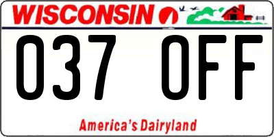 WI license plate 037OFF