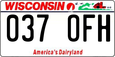 WI license plate 037OFH