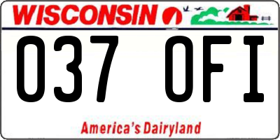 WI license plate 037OFI