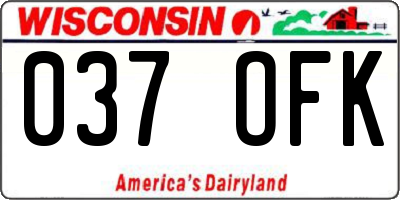 WI license plate 037OFK