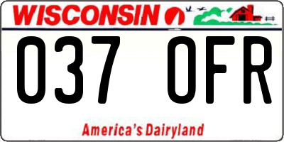 WI license plate 037OFR