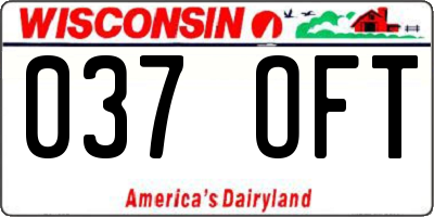 WI license plate 037OFT