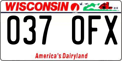 WI license plate 037OFX