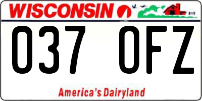 WI license plate 037OFZ