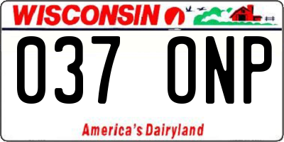 WI license plate 037ONP