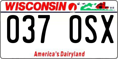 WI license plate 037OSX