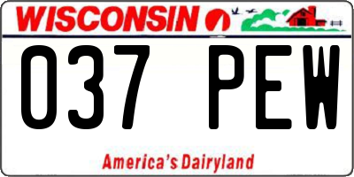 WI license plate 037PEW