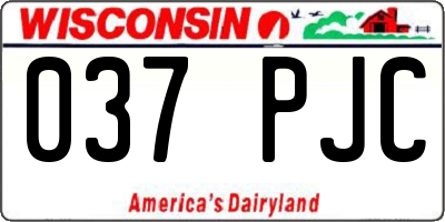 WI license plate 037PJC