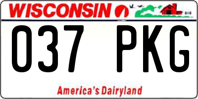 WI license plate 037PKG