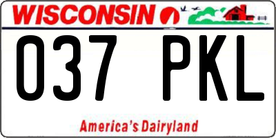 WI license plate 037PKL