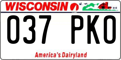 WI license plate 037PKO