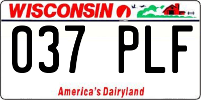 WI license plate 037PLF