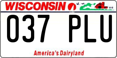 WI license plate 037PLU