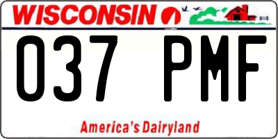 WI license plate 037PMF