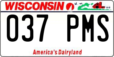 WI license plate 037PMS