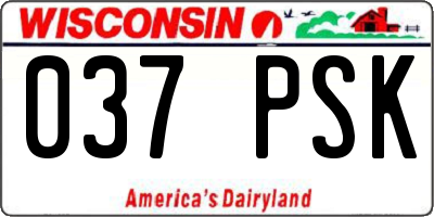 WI license plate 037PSK