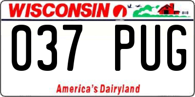 WI license plate 037PUG