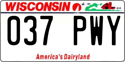 WI license plate 037PWY
