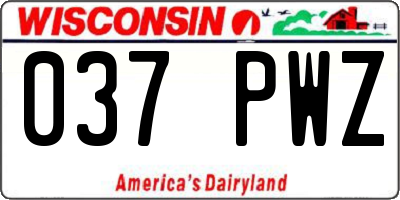 WI license plate 037PWZ