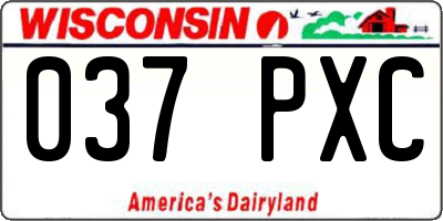 WI license plate 037PXC