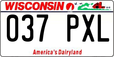 WI license plate 037PXL