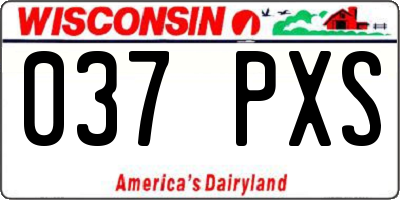 WI license plate 037PXS