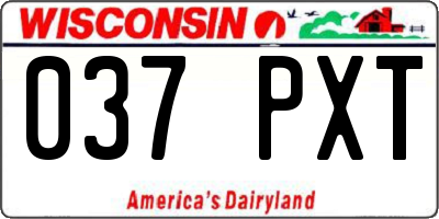 WI license plate 037PXT