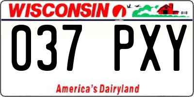 WI license plate 037PXY