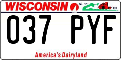 WI license plate 037PYF