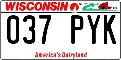 WI license plate 037PYK
