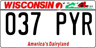 WI license plate 037PYR