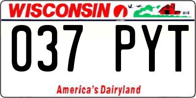 WI license plate 037PYT