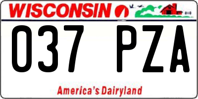 WI license plate 037PZA