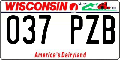 WI license plate 037PZB