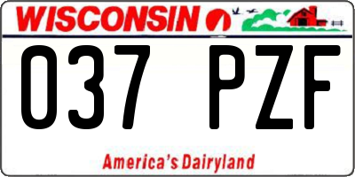 WI license plate 037PZF
