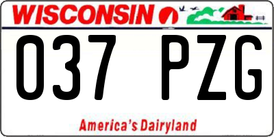WI license plate 037PZG