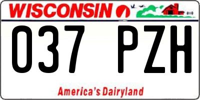 WI license plate 037PZH