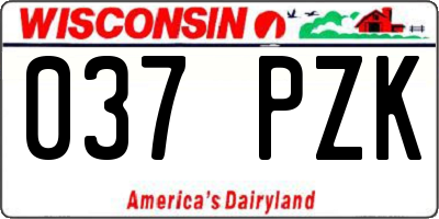 WI license plate 037PZK