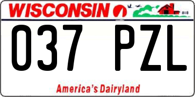 WI license plate 037PZL