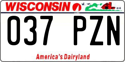 WI license plate 037PZN