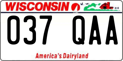 WI license plate 037QAA