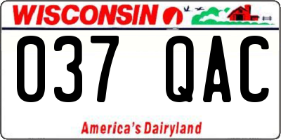 WI license plate 037QAC