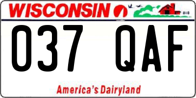 WI license plate 037QAF