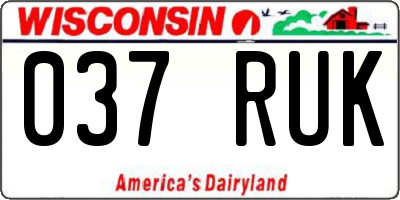 WI license plate 037RUK