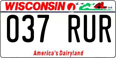 WI license plate 037RUR