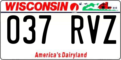 WI license plate 037RVZ