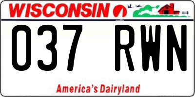 WI license plate 037RWN